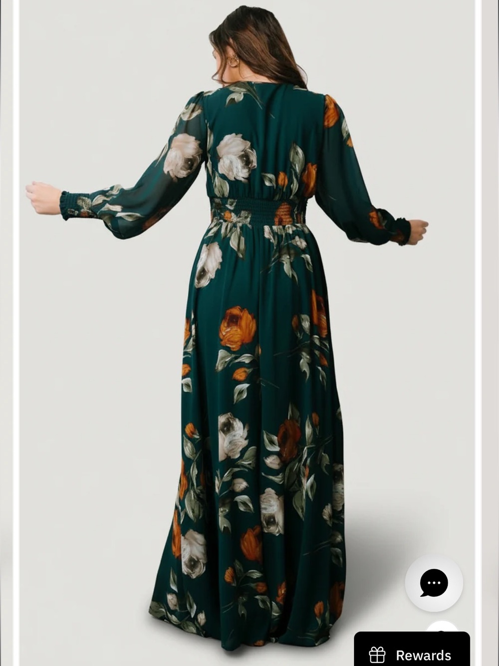 Baltic Born Teal Floral Maxi Dress with Long Sleeves - Picture 7 of 7